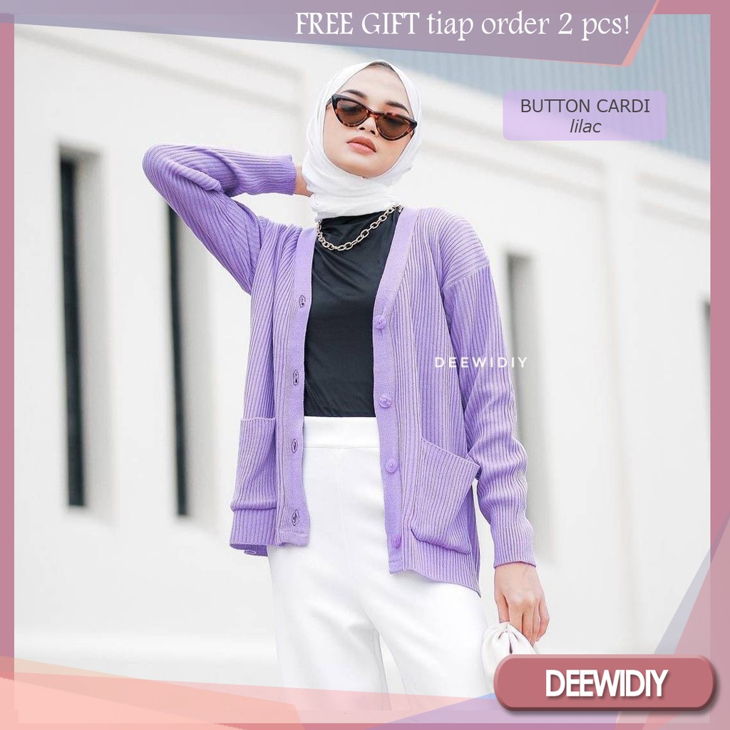 CARDIGAN RAJUT PANJANG UNTUK WANITA - BUTTON CARDI DEEWIDIY