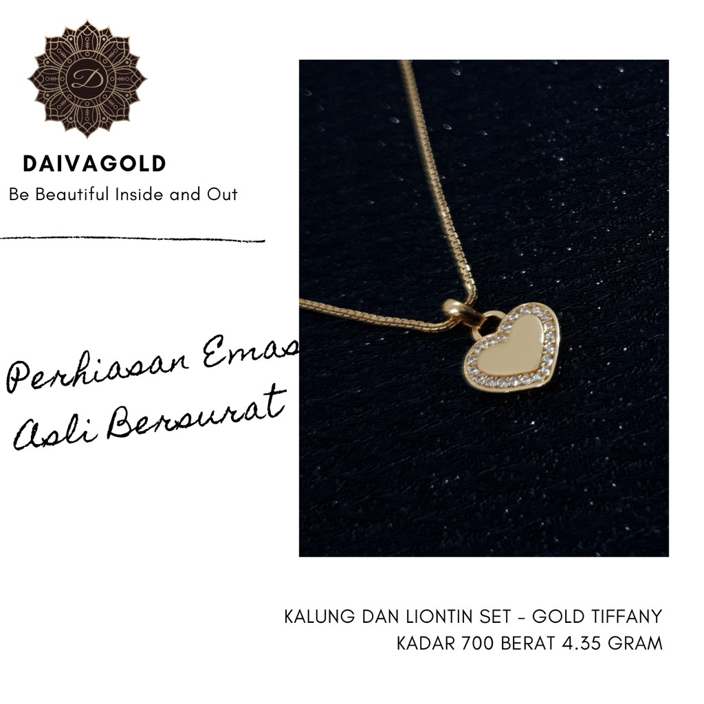 Kalung Dan Liontin Emas Asli Set - Gold Tiffany Kadar 700