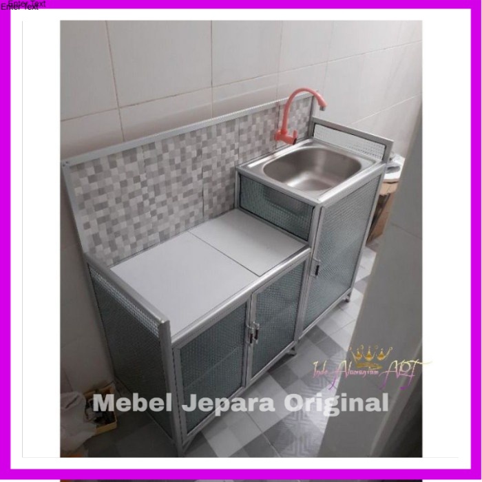 Rak Dapur Meja Wastafel Bahan Alumunium Kaca Anti Karat