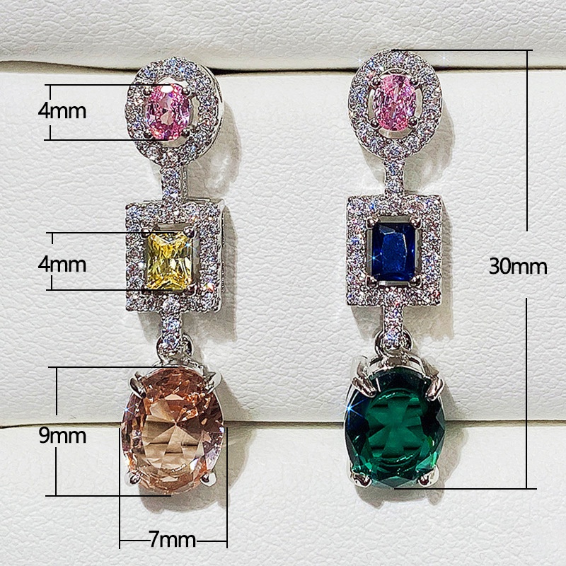 Fancyqube Anting Warna-Warni Terang Pink Kuning Biru Hijau Putih Untuk Wanita