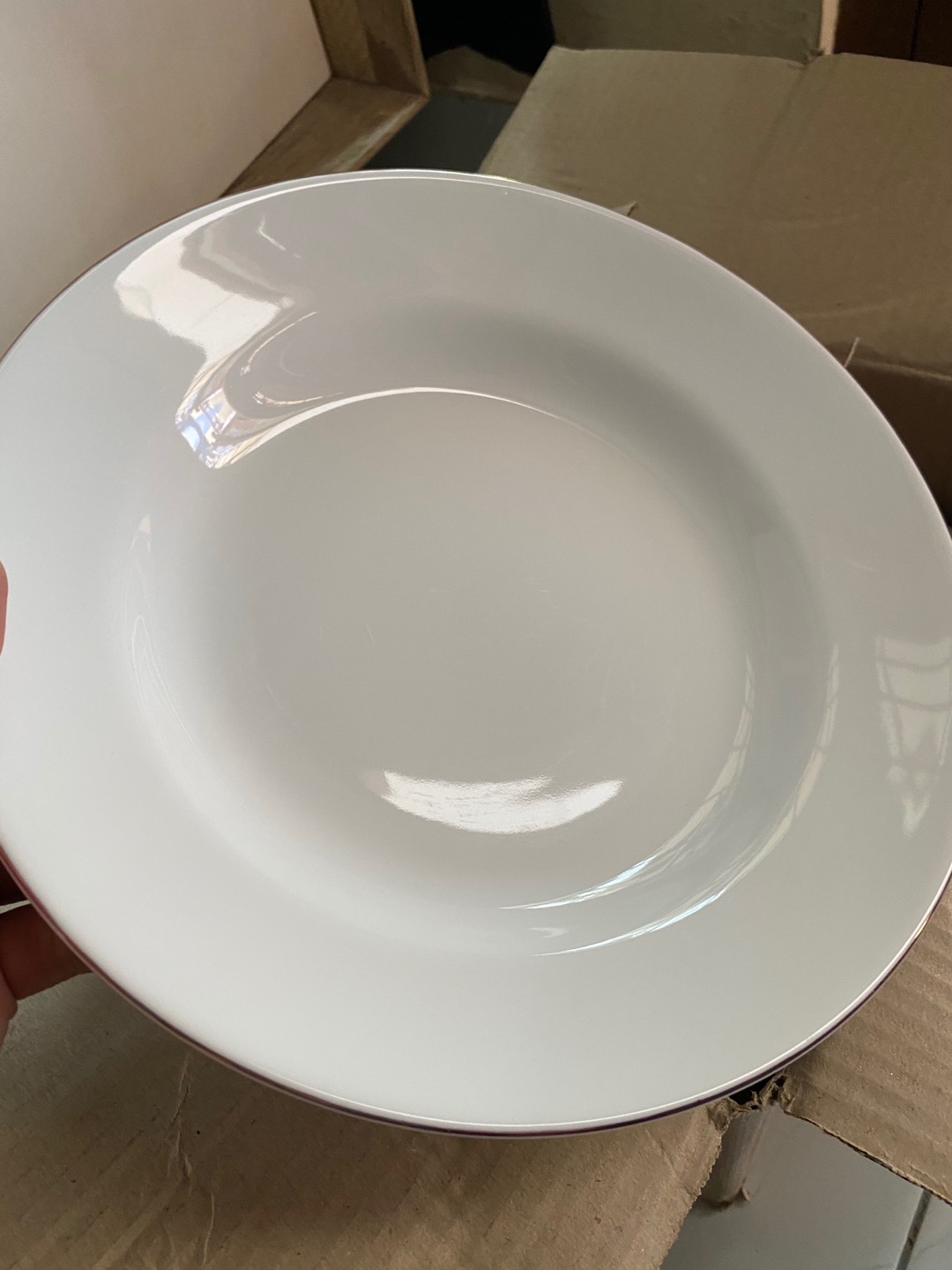 Piring Makan Ceper Lining Emas 25 Cm Indo Keramik