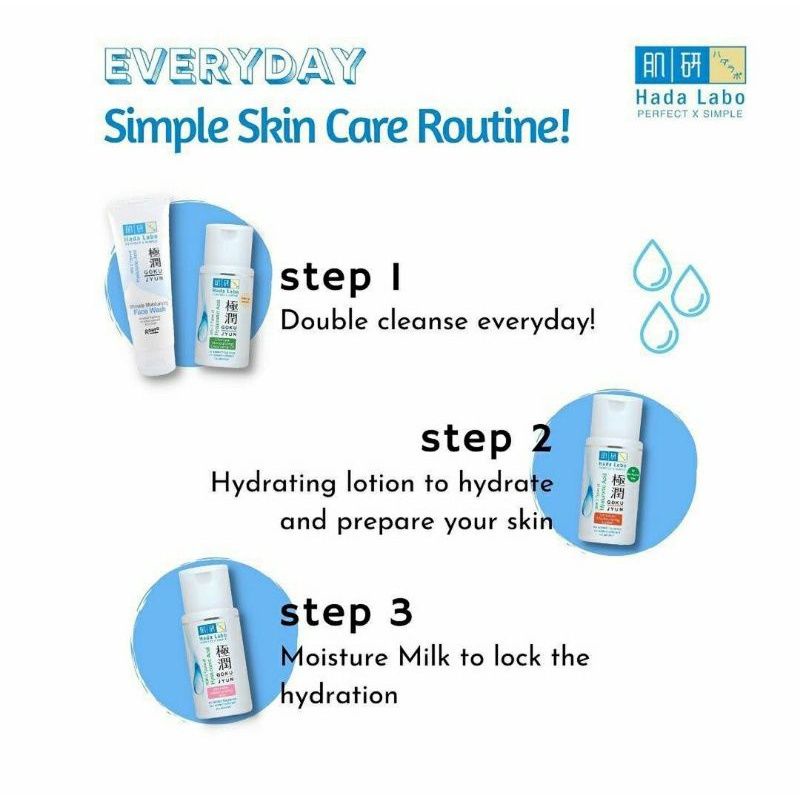 HADA LABO Gokujyun Starter Pack ( Isi 3 Pcs ) 20 ml | Ultimate Moisturizing Lotion | Milk | Light Lotion | Face Wash | Facial Wash HADALABO