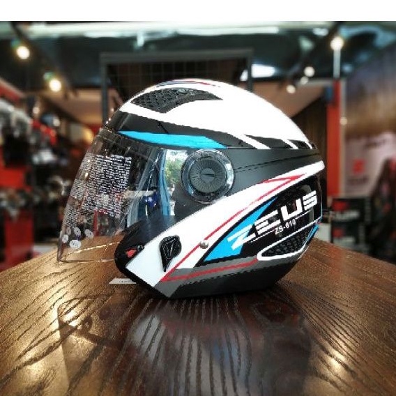 HELM ZEUS ZS610 ZS 610 WHITE 0027 BLACK BLUE