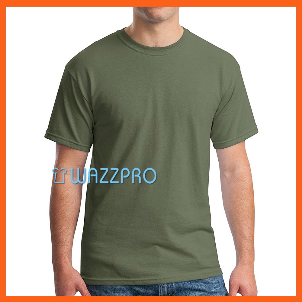 Kaos Polos Distro Pria Wanita Cotton Combed 30s Lengan Pendek Hijau Army / Baju Polos Cowok Cewek Hi