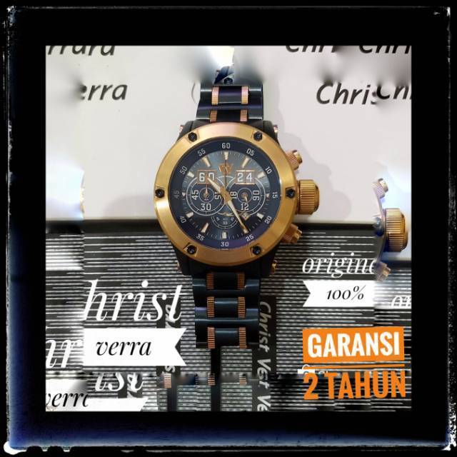 Jam tangan pria christ verra cv 71069g-1j rantai blue rosegold original harga termurah CV 71069G-1J