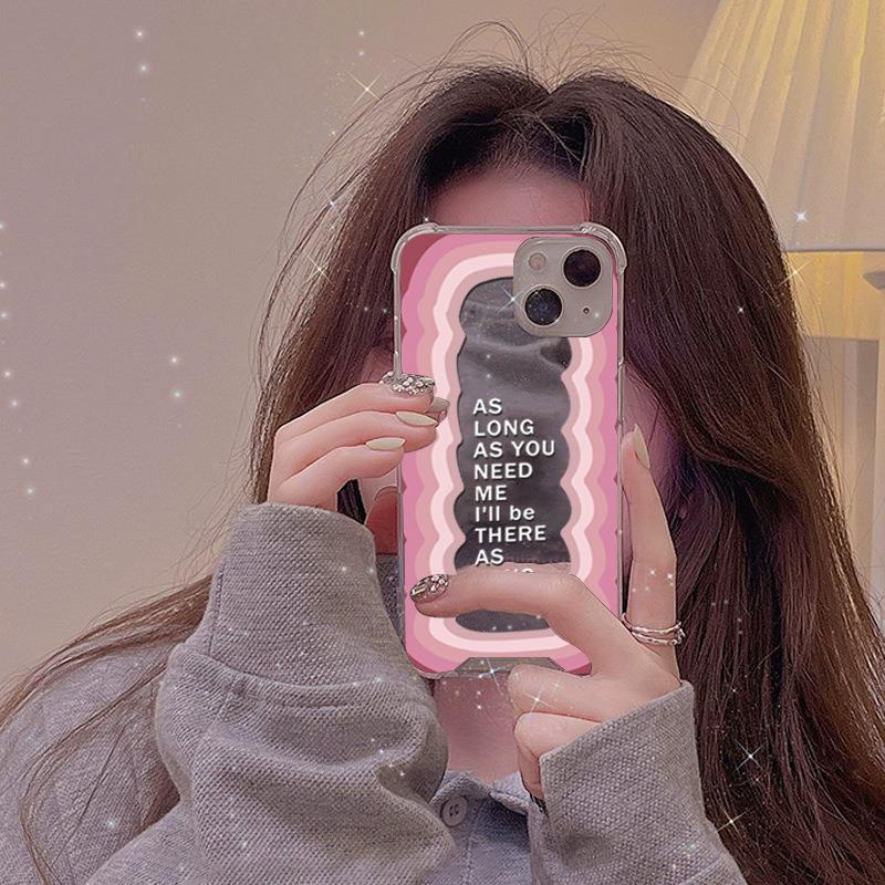 Casing Silikon Motif Pelangi + Cermin Makeup Untuk Iphone 13 / 12Promax / 11 / XR