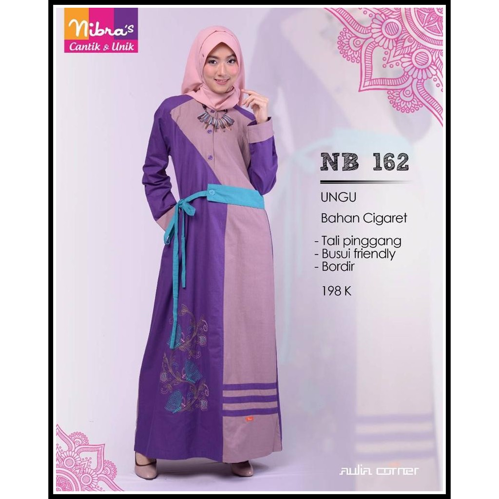 Gamis Model Terbaru Nibras NB 162 Ungu Baju Wanita Terbaru Model Gamis Terbaru