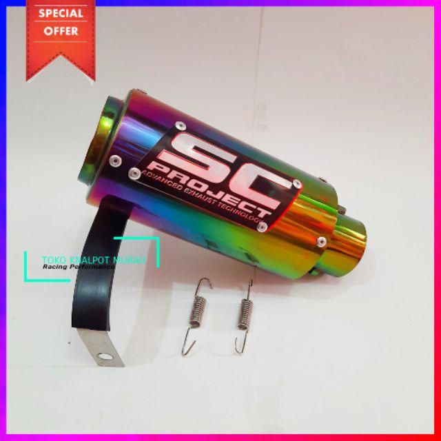 Silencer/Slencer knalpot racing SC PROJECT motor 100-300cc Vixion CB150R CBR R15 Satria GSX MX sonic-Rainbow/Pelangi