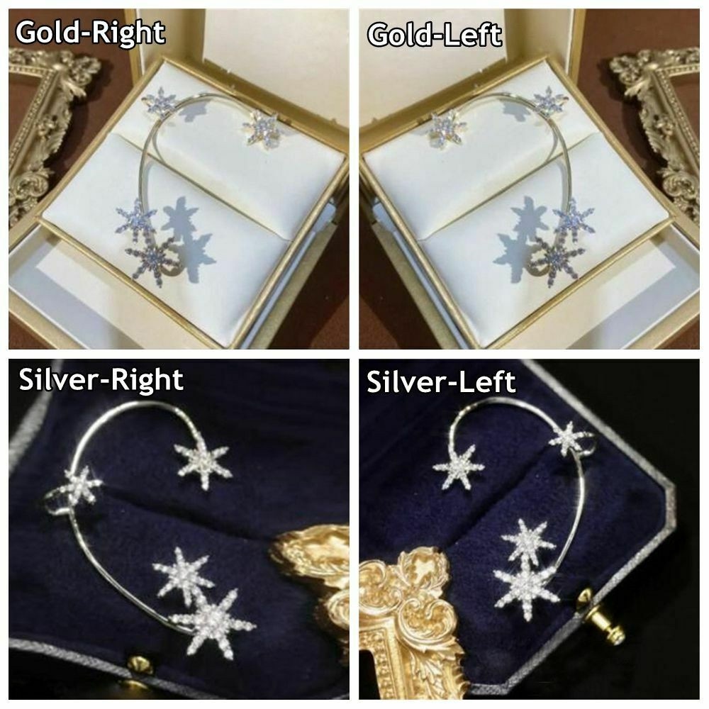 1pc Anting Klip Tanpa Tindik Bentuk Snowflake Untuk Wanita