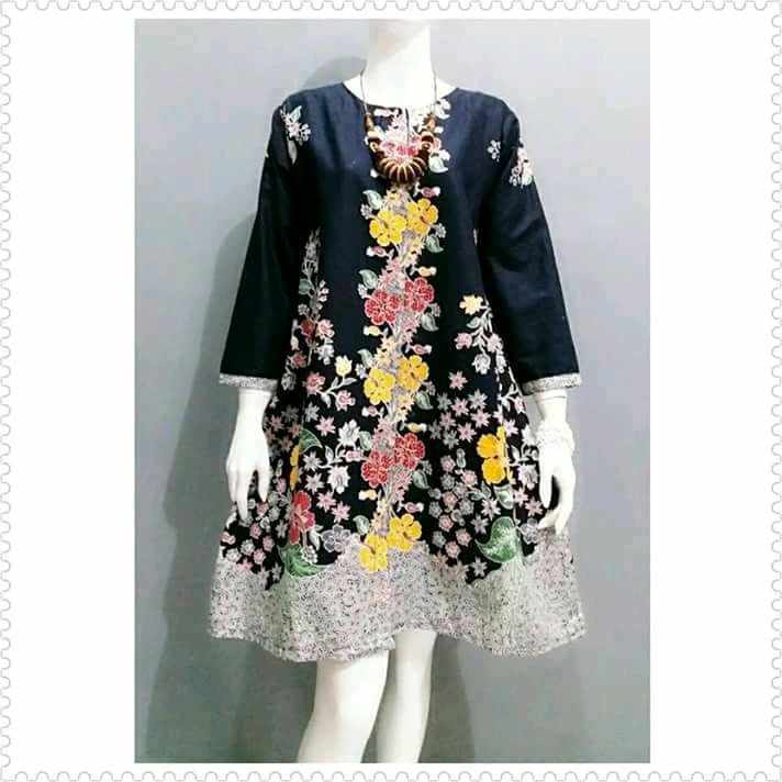 Grosir Terlaris Genes Jelita Tunic Navbor Yelbor Whitbor Creambor Tunik Batik Modern Hrb045