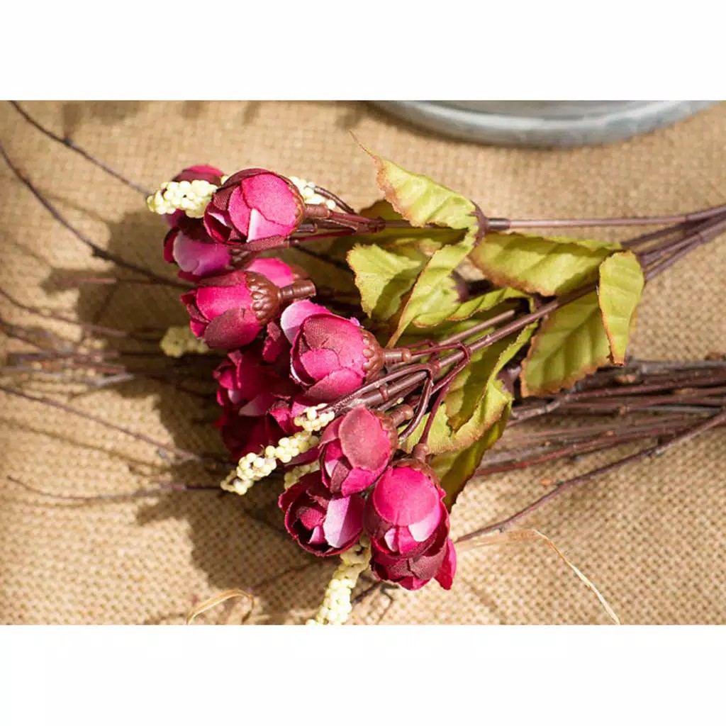 ROSE / BUNGA MAWAR KUNCUP - ISI 15 BUNGA PLASTIK / ARTIFICIAL-6