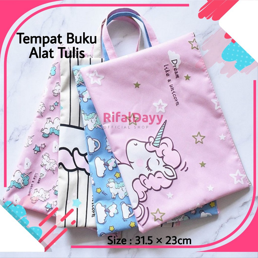 

Tempat Alat Tulis Buku Pensil Dream Unicorn Portable A4 file Storage pouch bag