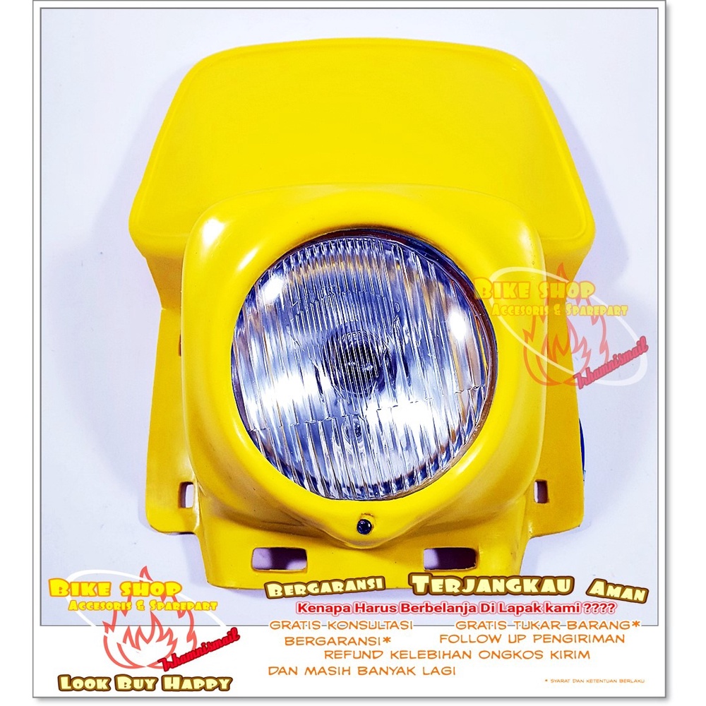 Lampu Depan Jadul Vintage Trail Klasik LED ELBA Warna Kuning Headlamp Motor
