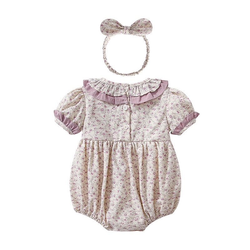 Purple smock romper/ romper bayi smock