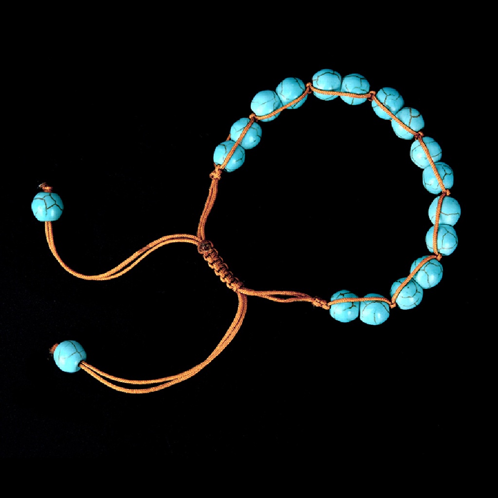 (AdornmentNo1) Gelang Tangan Elastis Gaya Boho Aksen Batu Turquoise Untuk Perhiasan Wanita / Pantai