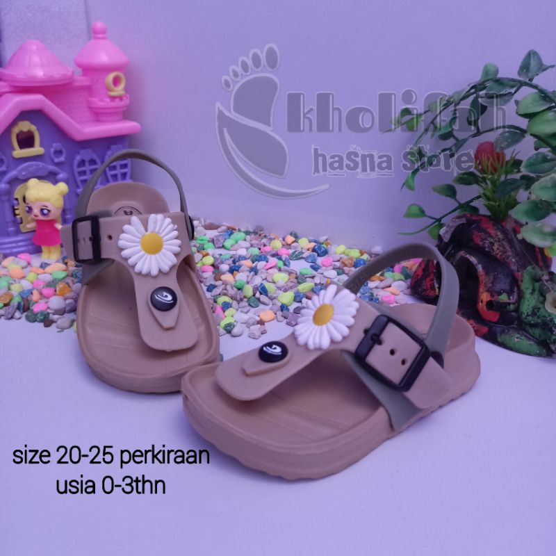 SANDAL JEPIT TALI BELAKANG BUNGA ANAK PEREMPUAN USIA 0-3THN DULUX 213E-CW