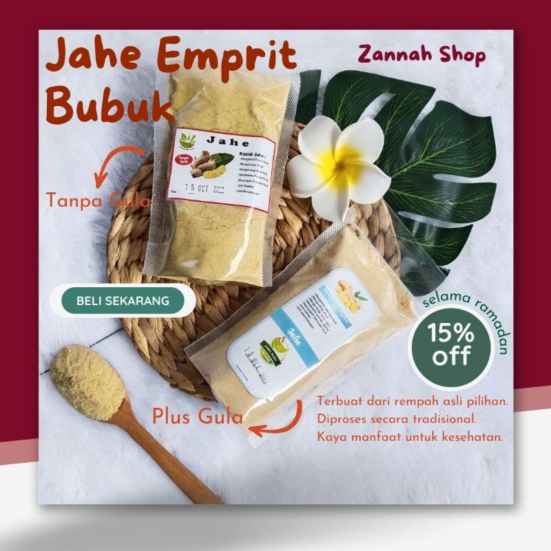 

Jahe Bubuk Alami Plus Gula Dan Tanpa Gula