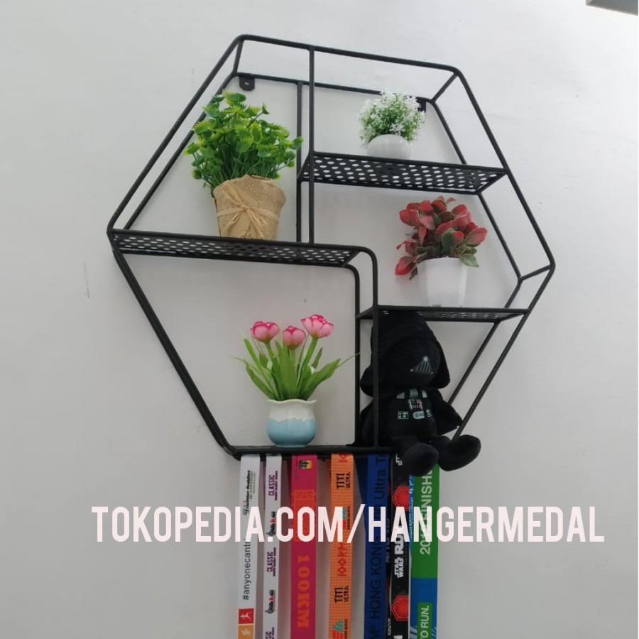 MEDAL HANGER - GANTUNGAN MEDALI TROPI HEXAGON RAK BUNGA HIASAN TANAMAN