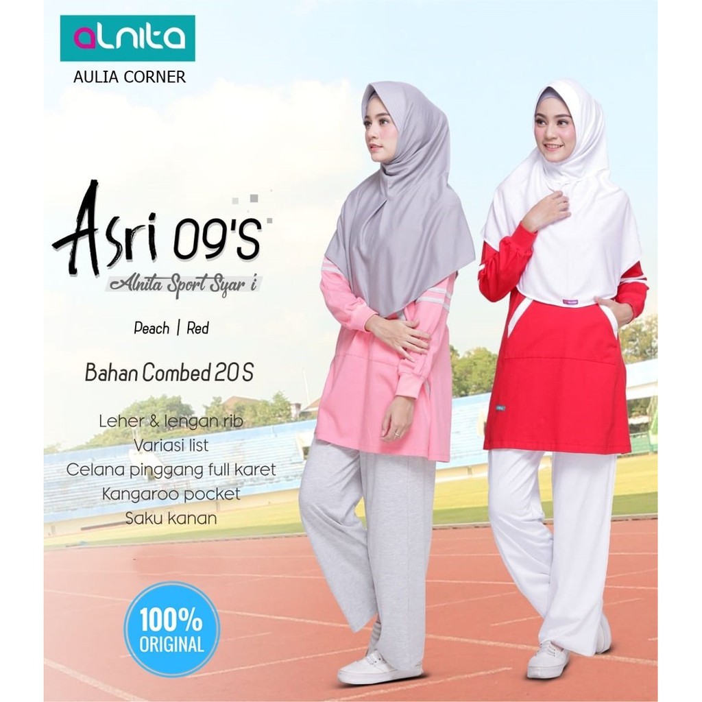 Baju Olahraga Muslimah Rabbani Setelan Olahraga Alnita Asri 09 Peach Original Desain Elegan