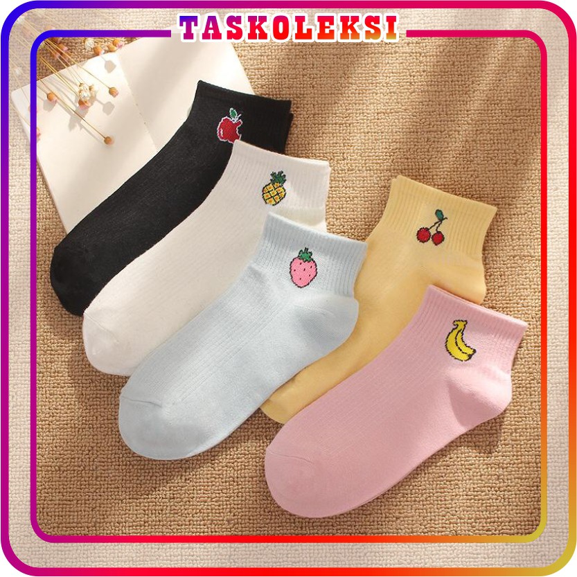 ☛TK☚R139 Kaos Kaki Motif Buah Cute Kaoskaki Pendek Socks Fruit Fashion Wanita Korea Import COD