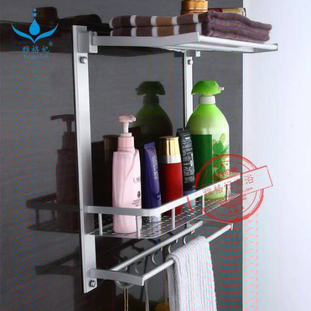 Rak Dinding serbaguna Rak handuk Aluminium 3susun