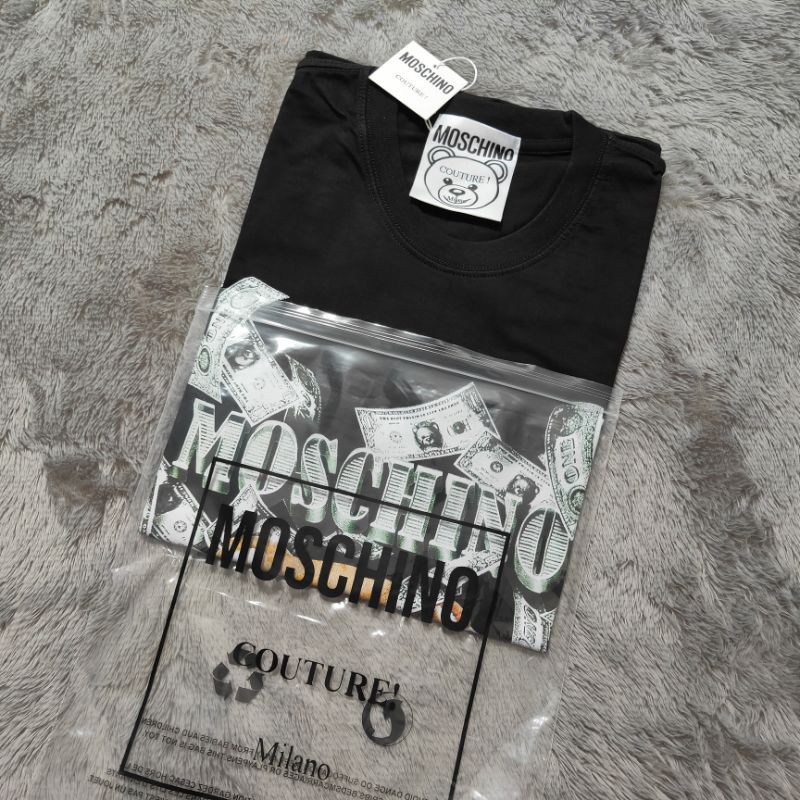 Kaos Tshirt Moschino Rich Dollar Fulltag &amp; Lebel