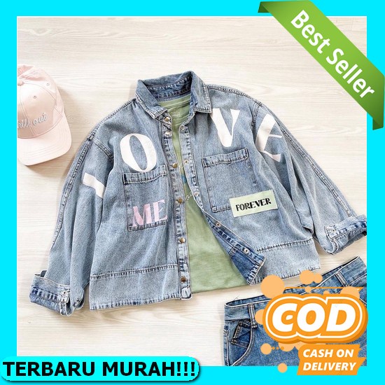 Sera Denim Jaket Jeans Sobek Wanita Jacket Jins Denim Cewek Robek Korean Style Kekinian Jaket Denim 