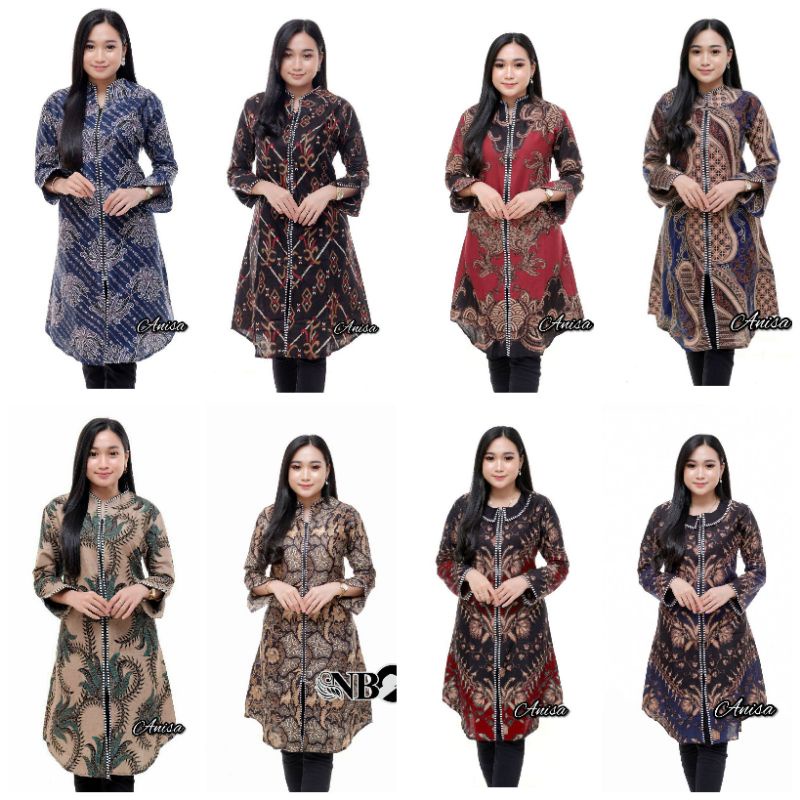 Tunik batik zipper depan