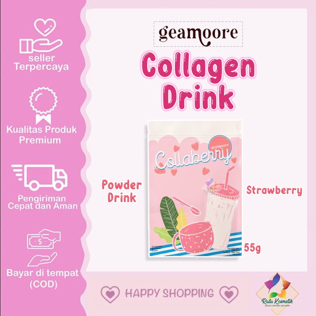 ❤ RATU ❤ Geamoore Collaberry | Colla Choco Powder Drink Collagen | Minuman Serbuk Collagen Strawberry / Chocolate Geamoore 55g