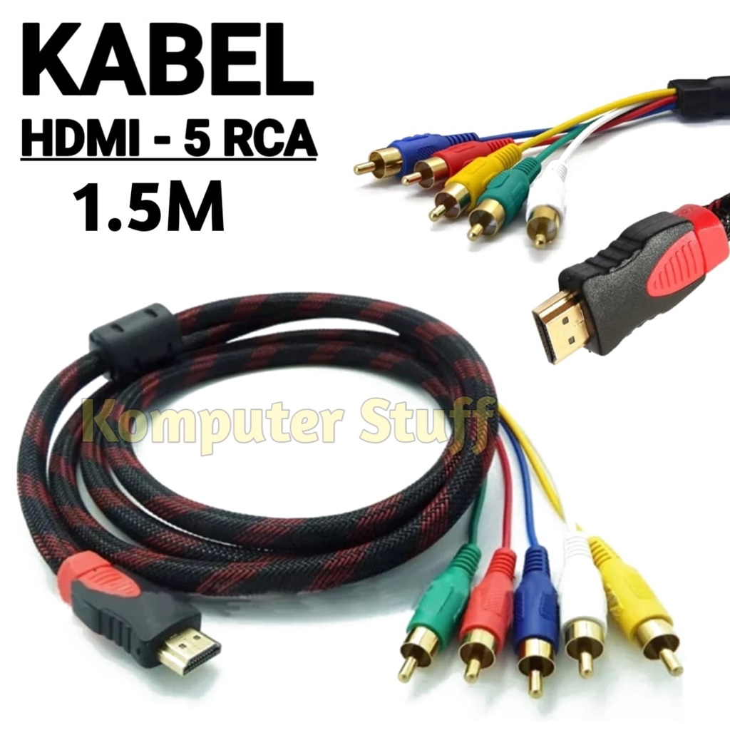 Kabel HDMI to 5 RCA High Speed Gold Plated 1.5 M