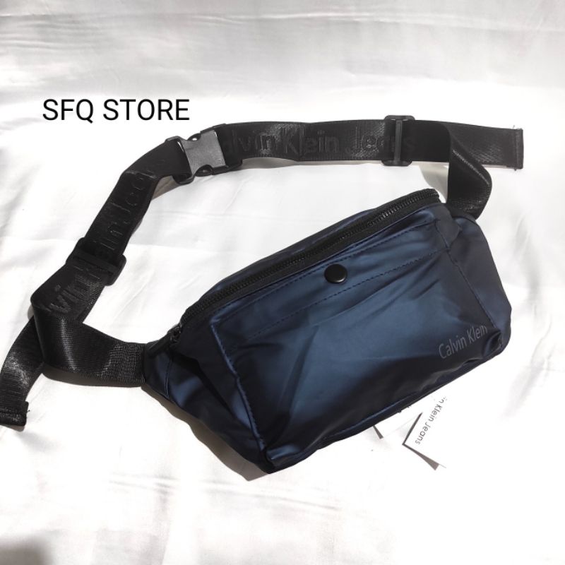 Tas Selempang Pria Premium Impor/ Sling Bag/ Waistbag - Black &amp; Blue