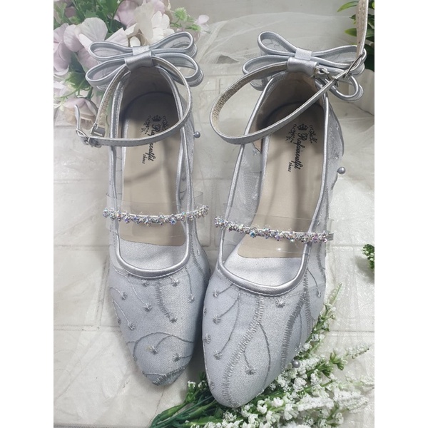 sepatu vilea silver  pita sepatu cantik 5cm tahu