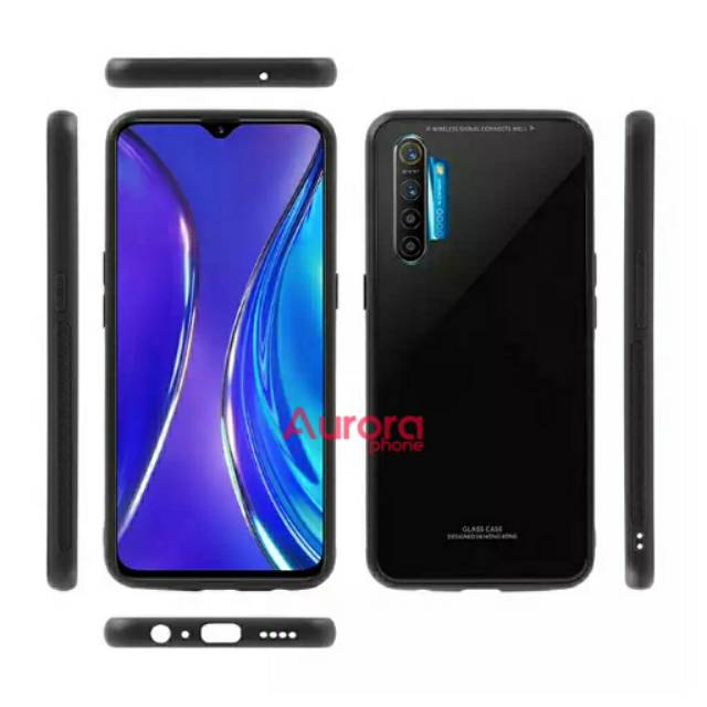 Realme XT Case Glass Luxury Hard Back Soft TPU Shockproof Casing Kaca Realme XT
