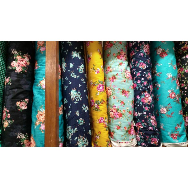 jual kain Katun poplin berbagai motif/bahan busana