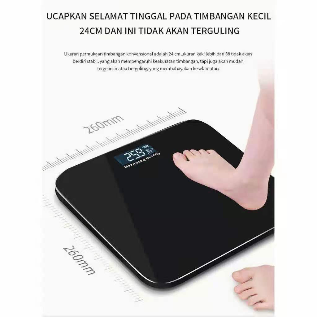 BENCO Timbangan Badan Digital With USB Charging Anti Pecah Weight Body With LCD Murah