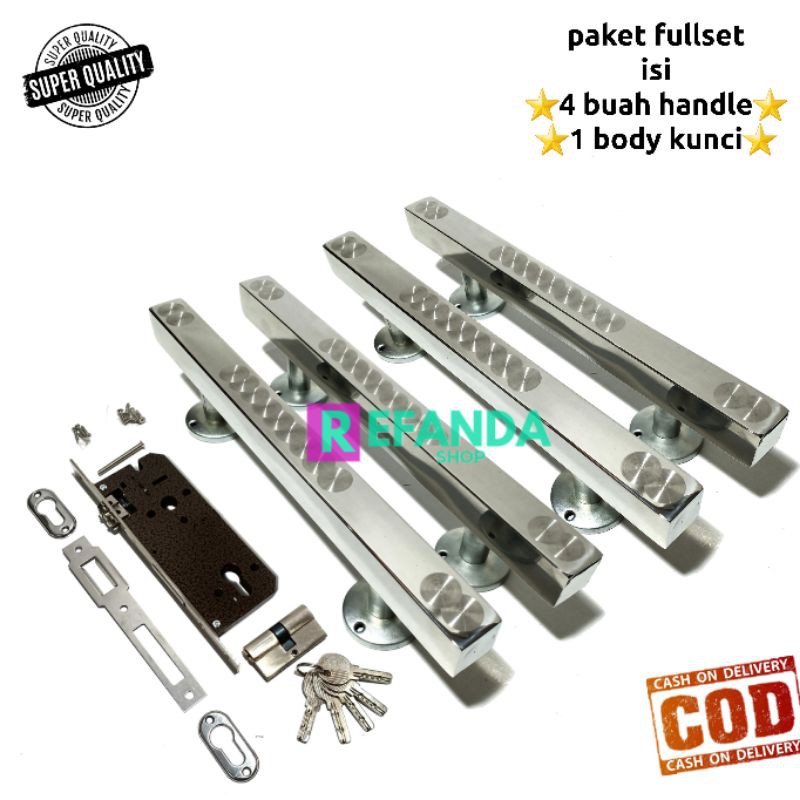 2 set handle tarikan gagang pintu rumah panjang 25cm dan 33cm fullset kunci untu daun pintu 2/tarung