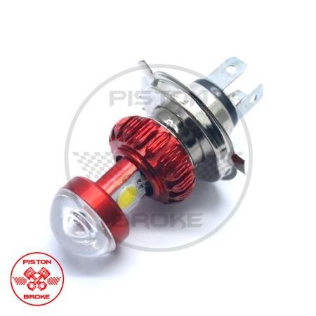 BOHLAM LAMPU DEPAN / HEAD LAMP LED H4 / H1 CASING BULAT / MINI PROJIE MERAH