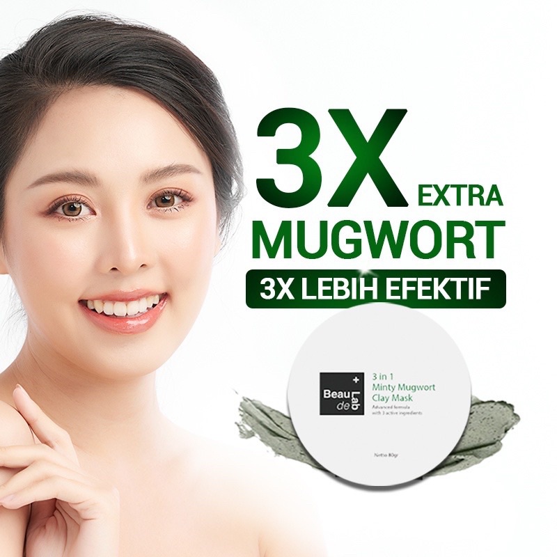 Beaudelab 3in1 Minty Mugwort mask - Masker mugwort BPOM clay mask mugwort
