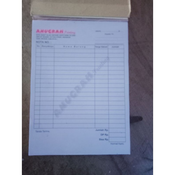 

Nota satuan custom bon kwitansi 2 warna putih merah