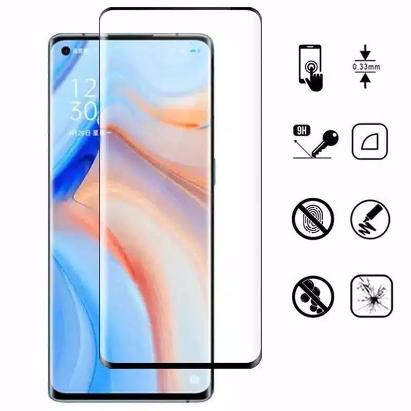 Oppo Reno 4 Pro Temper Glass Anti Gores Kaca Full Glue Screen Guard Protector Clear Reno4 Pro