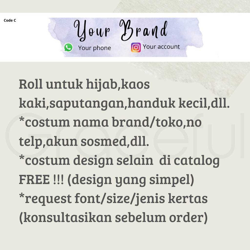 

label hijab/roll pengikat hijab/kaos kaki/saputangan/makanan