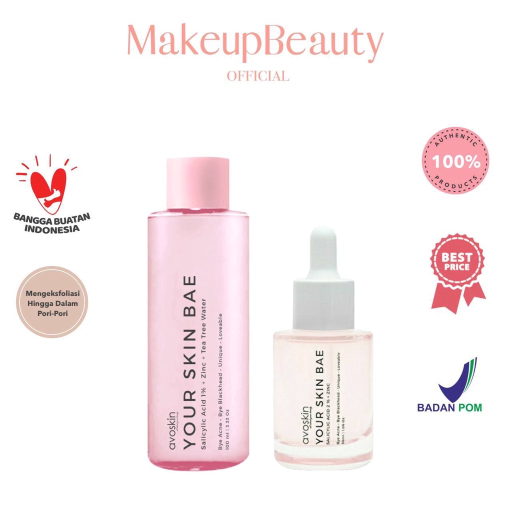 AVOSKIN Your Skin Bae Salicylic Acid 2% + Zinc Serum / Salicylic Acid 1% + Zinc + Tea Tree Water Ton