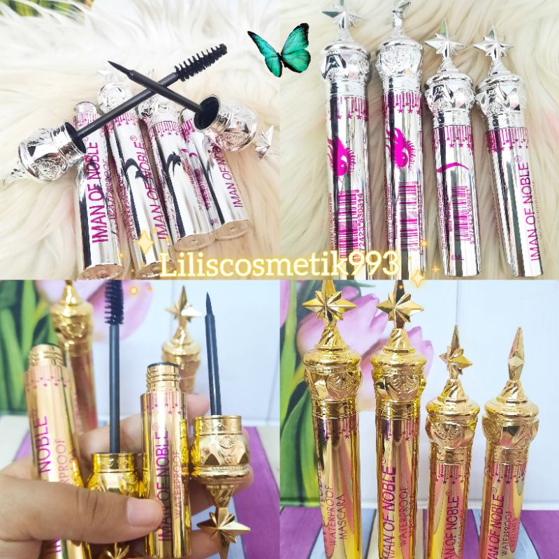PROMO HEMAT PAKET MASCARA+EYELINER WATERPROOF IMAN OF NOBLE BENTUK PERI