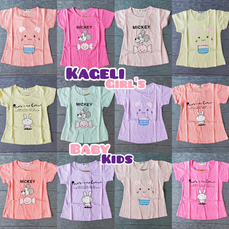 COD Kaos anak korea import Kageli usia1 , 2 tahun baju perempuan / girl / cewek / kado murah lucu