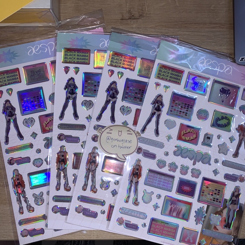 aespa black mamba hologram epoxy sticker + pc set