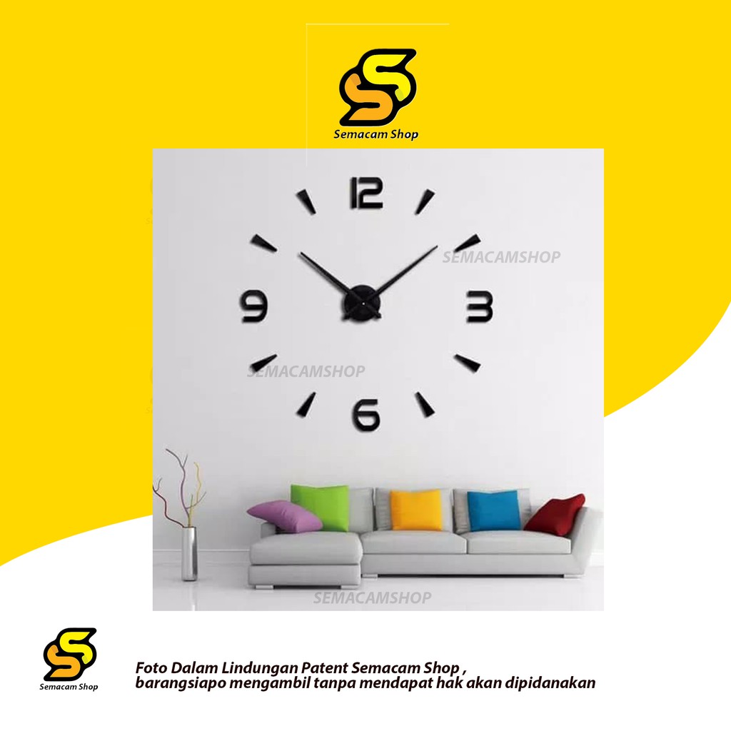  jam  dinding  tanpa frame bingkai DIY tempel  diameter 30 120 