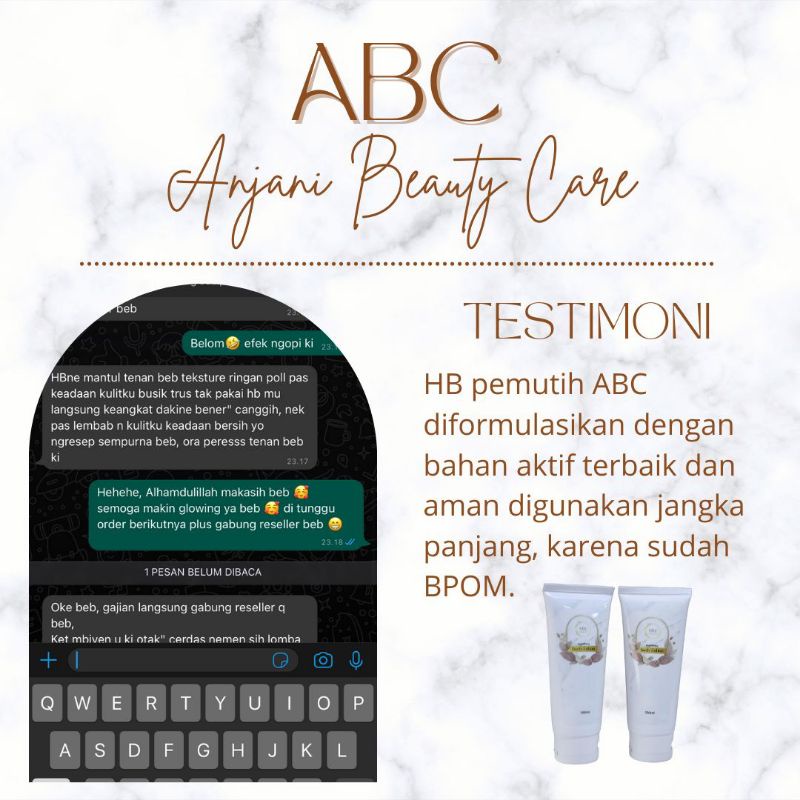 HANDBODY PEMUTIH ABC ANJANI BEAUTY CARE / ABC LOTION / MENCERAHKAN