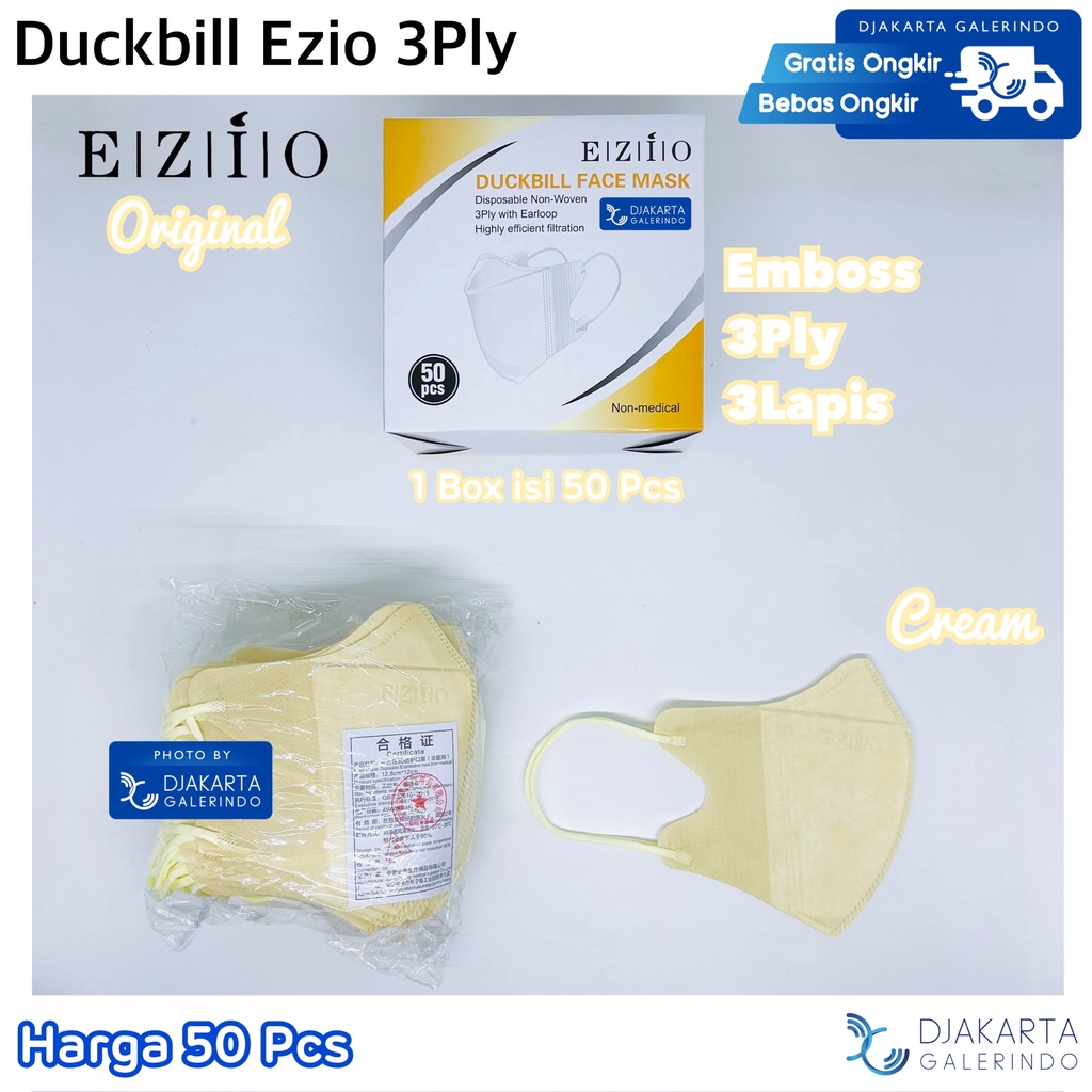 Masker Duckbill Ezio 3Ply Original isi 50Pcs