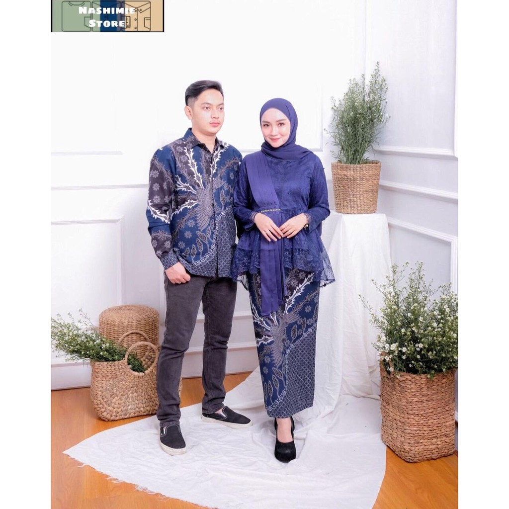 Set Couple Batik Semi Prancis Amalia Navy