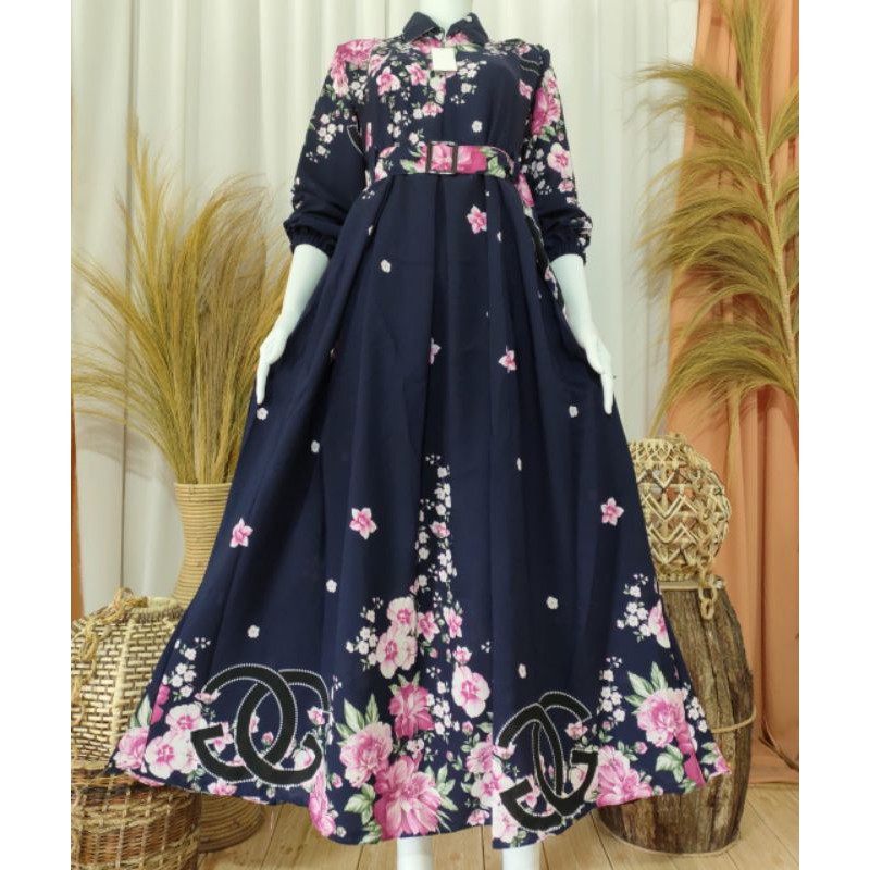 GAMIS KLOK  KERAH  MOTIF BUNGA MAWAR/GAMIS MONALISA PREMIUM TERBARU